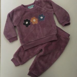 Pekkle Girls Infant Size 12M Shirt & Pants Soft Fleece Outfit 2 pc Set Floral
